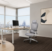 Chaise de bureau ergonomique à dossier haut en maille pivotante avec roulettes et support lombaire pour le bureau à domicile
