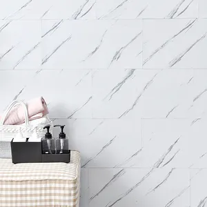 Papel tapiz de PVC con diseño de mármol, Panel de pared decorativo 3D para suelo, baño/sala de estar