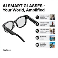 Lunettes intelligentes IA avec caméra 1080P, traduction en temps réel, appels, enregistrement vidéo HD, audio mains libres