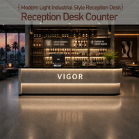 Comptoir de réception LED double face en bois éco-responsable de style industriel, bar lumineux, bureau d'accueil, bar à domicile, boîte de nuit, hôtel, centre commercial