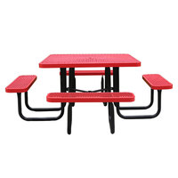 Restaurant rapide d'extérieur table de pique-nique commerciale en métal banc meubles de jardin table à manger en acier table basse de patio extérieur