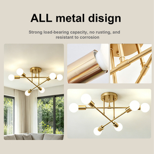 Lámpara de Techo Moderna de 6 Luces, Lámpara de Techo de Metal Negro para Sala de Estar, Dormitorio, Cocina, <span class=keywords><strong>Decoración</strong></span> Nórdica Minimalista para el Hogar - Product Image 2