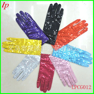 Sequined Gloves For Stage Performance Party Wear Multi Color Polyester <b>Glitter</b> Print LPCG012 - Product Image 1