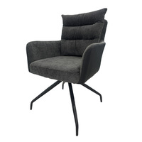 Chaise de salle à manger en tissu de coton de style italien, luxe léger, dossier pivotant, pieds en métal - Design minimaliste moderne pour la maison et le bureau