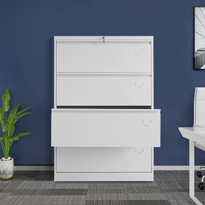 Moderno archivador de almacenamiento lateral de acero y metal blanco de 4 cajones, vendido en fábrica para uso en el almacén de oficina en casa, características ajustables - Product Image 6