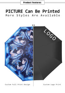 Parapluie pliant chinois à 3 sections, structure en acier inoxydable, 21 pouces, ouverture et fermeture manuelles, parapluie compact pour promotion et cadeau - Product Image 4