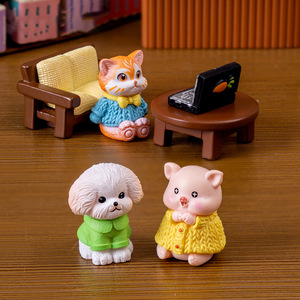 Figuras de Animales en Miniatura para Paisajes en Miniatura, Lindos Cerditos, Perros y Gatos, Regalo para Niños, Decoración para el Hogar, Adornos para Jardín de Hadas - Product Image 1