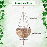 Ensemble de paniers de jardinière suspendus, corde de Jute, cintres pour plantes, tissé à la main, Pot de fleur avec doublure en plastique imperméable pour l'intérieur, 4 pièces