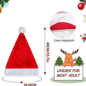 Ý tưởng quà tặng bán buôn nhung ấm áp màu đen đỏ mùa đông Santa mũ tùy chỉnh giáng sinh <span class=keywords><strong>Hat</strong></span> Cap Pom-Pom với in thêu logo - Product Image 2