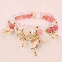 Bracelet élastique pour femme avec perles de cristal, motif nœud et fleur, style danseuse de ballet, accessoire de mode, cadeau élégant