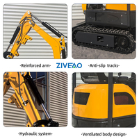 Harga Mini Excavator Hidrolik ZIVEAO 0.016m³ untuk Rumah dan Kebun, Mini Bagger/ Digger/ Excavator dengan Roda Karet