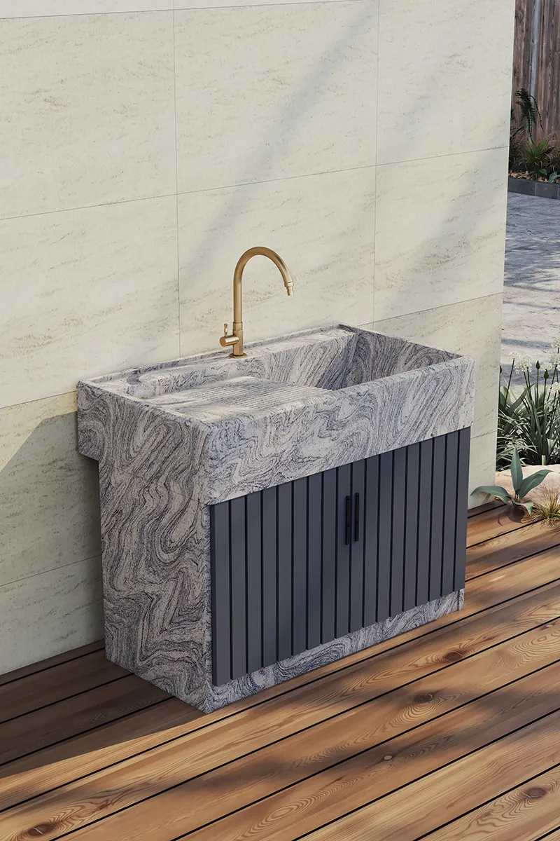 बाथरूम और रसोई के लिए सुरुचिपूर्ण और टिकाऊ प्राकृतिक पत्थर बेसिन, बाहरी उपयोग के लिए आधुनिक चौकोर डिजाइन