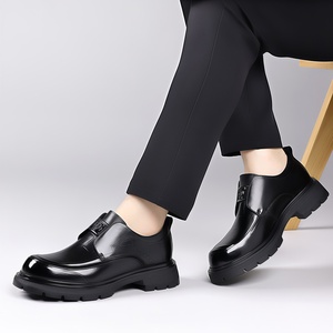 Chaussures Derby de Mariage pour Hommes en Cuir Véritable de Vachette de Luxe, Respirantes, à Semelle Épaisse, Style Business Décontracté, à Enfiler - Product Image 4
