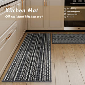 Tapis de cuisine rayé rectangulaire antidérapant en polypropylène gris foncé absorbant l'eau pour cuisine - Product Image 5