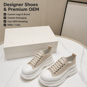Nouvelles baskets de luxe 2026 pour femme, en maille tissée de haute qualité, couleur beige crème, semelle épaisse, style Quiet Luxury - Product Image 1