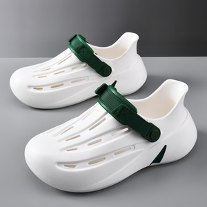 Sandales Crocs pour hommes, sangle blanche et verte, semelle épaisse en EVA, antidérapante, respirante, chaussures d'eau pour la plage et l'été - Product Image 1