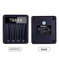 Chargeur de batterie au lithium-ion Doublepow 4 emplacements LCD USB Plug 10440 14500 1,5V pour piles AA AAA Li-ion en gros