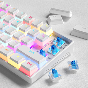 Teclado Mecánico Portátil para Juegos, 60%, con Interruptores, Teclas Pudding, Retroiluminación RGB, Mini, con Cable, para Oficina, Portátil, PC, Mini, Blanco - Product Image 2