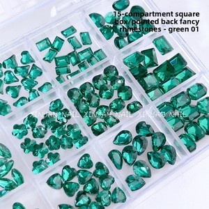Strass pour Nail Art, 15 compartiments, en résine transparente, à fond pointu, de différentes formes, assortiment de diamants pour ongles - Product Image 4