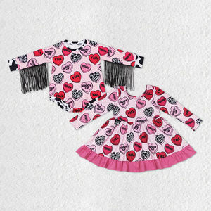 Ready Ship Wholesale Casual <b>Baby</b> Girls Spring Clothing Valentine's Day Western Cow Heart Print Polyester Long Sleeve <b>Button</b> Top - Product Image 6