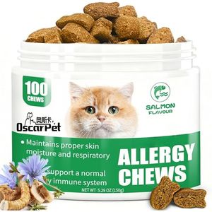 Golosinas para el Alivio de Alergias en Gatos, Apoyo para la Piel y el Sistema Inmunológico con Calostro, Probióticos 300M CFU, Omega 3 - Remedio para la Picazón en la Piel y la Lengüeta de las Patas - Product Image 1