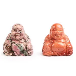 Statues <span class=keywords><strong>de</strong></span> <span class=keywords><strong>Bouddha</strong></span> en <span class=keywords><strong>pierre</strong></span> <span class=keywords><strong>de</strong></span> <span class=keywords><strong>lave</strong></span> naturelle sculptée, style Feng Shui, en quartz rose, pour décoration intérieure et cadeau, livraison rapide, à faire soi-même - Product Image 4