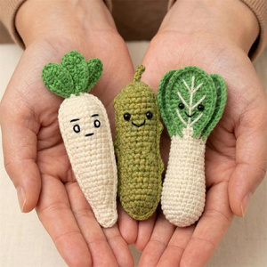 Vente Flash : Jouet Sensoriel Kawaii en Forme de Légume, Poupée Amigurumi Mooli au Crochet, Porte-clés, Jouet Anti-stress Amigurumi au Crochet Click Clack - Product Image 6