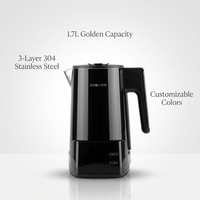 Bouilloire électrique intelligente à double paroi de 1,7 L avec fonction maintien au chaud, contrôle électronique de la température, pour thé, lait, café