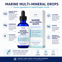 Gouttes d'électrolytes minéraux marins avec oligo-éléments ioniques (Magnésium, Potassium, Sodium) pour les packs et programmes de bien-être