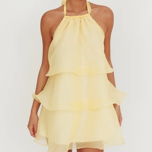 เดรสลำลองผ้าตาข่ายแบบผูกคอ แขนกุด สำหรับฤดูร้อนปี 2025  ทรงเอวสูง แต่งระบาย  แบบมินิเดรสสายเดี่ยว - Product Image 2