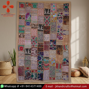 Couette de Kantha en ligne, décoration indienne faite à la main, Patchwork Beige en ligne - Product Image 4