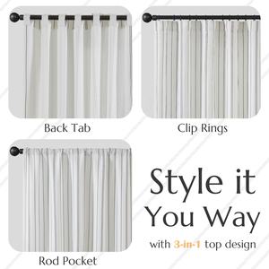 Jinchan White <strong>Curtains</strong> Striped <strong>Curtains</strong> for Living Room Window Treatment Modern Linen Look <strong>Ticking</strong> <strong>Stripe</strong> Light Filtering - Product Image 6