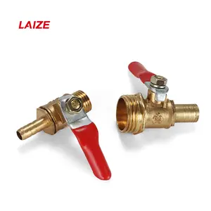 Brass Ball Valve Male External Thread Barbed Fitting Pneumatic High Pressure Gas Valve Switch With Red Plastic Dipping Handle