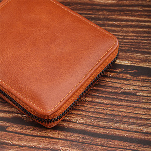 Men's Leather <b>Wallet</b> With Zipper Multi Card Slots Coin Purse <b>Document</b> Storage Solid Color Everyday Use - Product Image 4