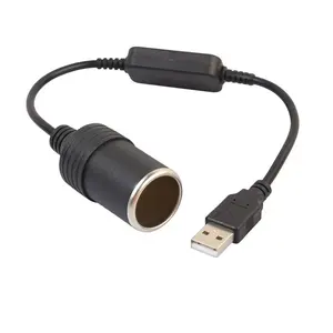 30cm USB Male To 12V Car Cigarette Lighter Socket Female Converter Adapter Cable Cord Support Custom Order