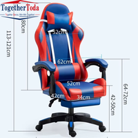 Chaise de jeu de luxe E-Sports avec repose-pieds accoudoir moderne pivotant ergonomique en cuir PU inclinable caractéristiques de massage en métal