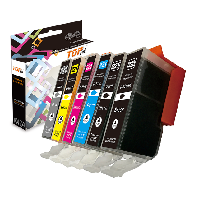 Topjet PGI220 220XL PGI220 CLI221 PGI 220 CLI 221 Compatible Color Inkjet Ink Cartridge for Canon Mp620 IP4600 MP55 Printer