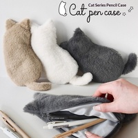 Trousse à crayons en peluche chat Kawaii, pochette douce et moelleuse en forme de chat, grande capacité pour étudiants, fournitures scolaires, cadeau, vente en gros