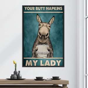Printed Canvas: Rustic Farmhouse Art - 'Your Butt Napkins, My Lady',<b>BLACK</b> <b>FRAMED</b> CANVAS - Product Image 3