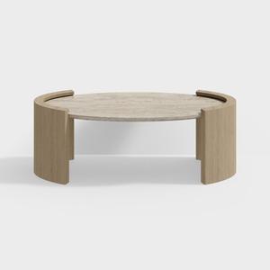 Table basse en travertin de designer Wabi-sabi, meuble de salon ovale décoratif moderne en pierre naturelle SH STONE - Product Image 6