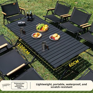<b>Outdoor</b> Rectangle Folding <b>Table</b> and Chair Set Carbon Steel Portable Lightweight Waterproof Camping Picnic Cross-leg <b>Table</b> Foldin - Product Image 5