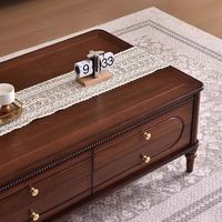 Table basse en bois massif avec tiroir pour salon, combinaison de meuble d'appoint, style moderne, table à thé de luxe avec rangement