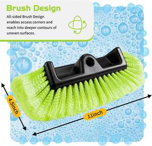 Nettoyeur de voiture en PVC vert à cinq faces avec manche long, brosse à poils doux et manche extensible - Product Image 2