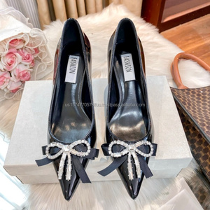 Zapatos de Novia de Lujo para Mujer al por Mayor, de Charol, con Tacón y Lazo, Moda de Verano y Otoño, Aumento de Altura de 8 cm - Product Image 1