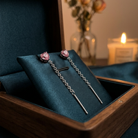 EX27 925 Anting Perak Sterling Berbentuk Hati dengan Rumbai, Anting Niche Mewah Terbaru yang Populer untuk Wanita