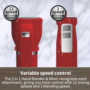 Mixeur à main portable <span class=keywords><strong>3</strong></span>-en-1 puissant 600W en acier inoxydable, 12 vitesses, fouet, bol, mélange plus rapide et plus fin, mixeur à main multi-rapide - Product Image 2