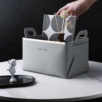Organisateur de rangements moderne fait main sur mesure, boîte de rangement rectangulaire en cuir pliable pour coffre de voiture, 18L, pour soins de la peau et cosmétiques, sans couvercle