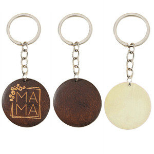 Porte-clés rond en bois, pendentif simple, cadeau, gravure au laser personnalisée, porte-clés en bois vierge avec initiales - Product Image 1