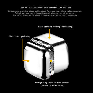 ชุดหินวิสกี้สแตนเลสแบบนำกลับมาใช้ใหม่ได้ชุดน้ำแข็งโลหะพร้อมที่รองน้ำแข็งขนาดเล็กสำหรับไวน์เบียร์โคล่า - Product Image 5