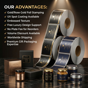 Etiqueta <span class=keywords><strong>de</strong></span> Alimentos Personalizada <span class=keywords><strong>de</strong></span> Lujo con Lámina Dorada, Adhesivo con Relieve y UV para Cajas <span class=keywords><strong>de</strong></span> Regalo <span class=keywords><strong>de</strong></span> Caviar y Trufas - Product Image 6